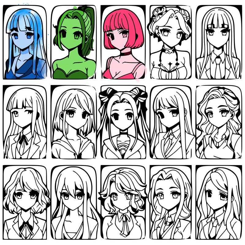 girls that look diffrent anime