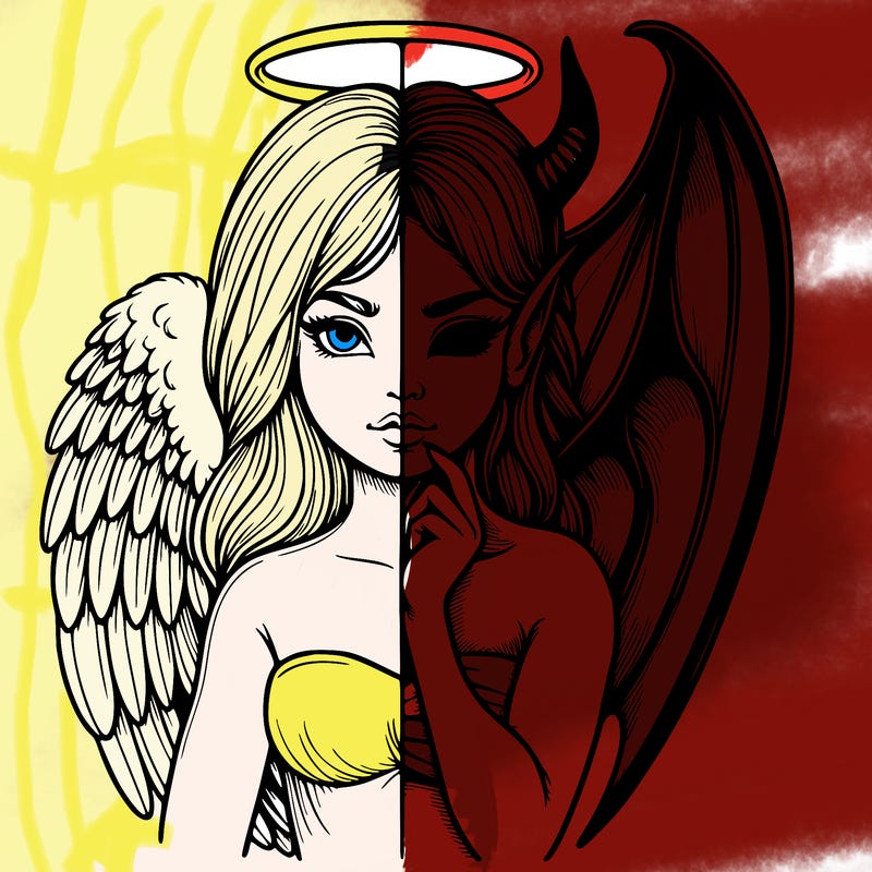 realistic angel half demon