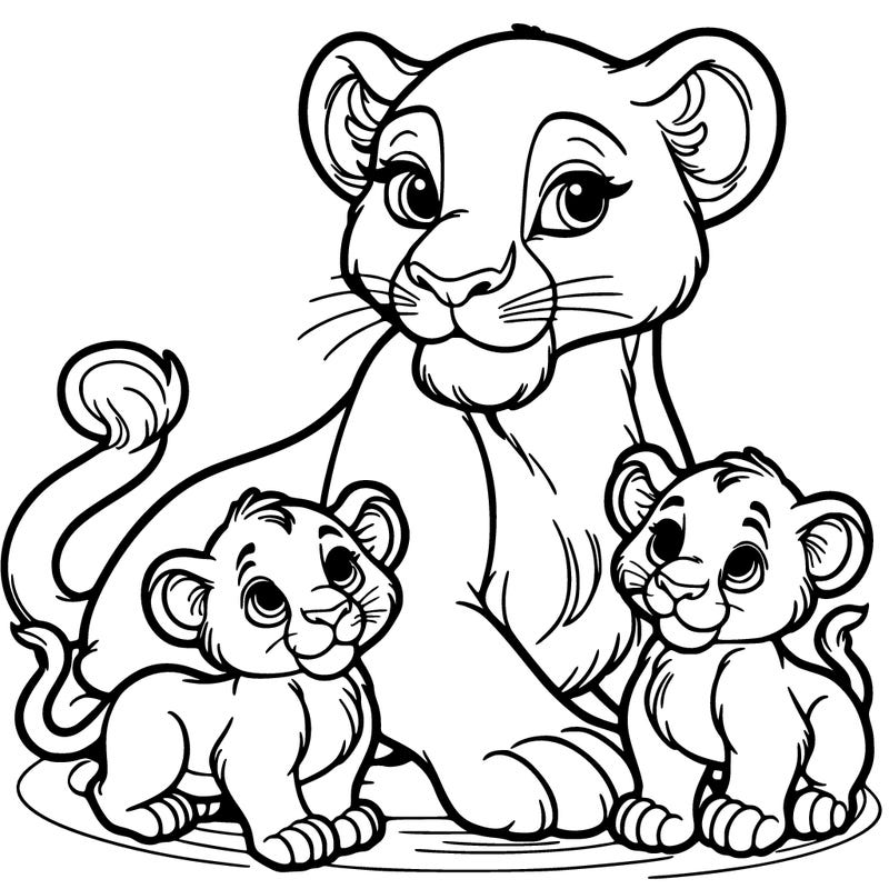 lioness with two cubs