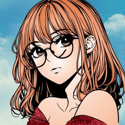 manga woman character with glasses and nice lips