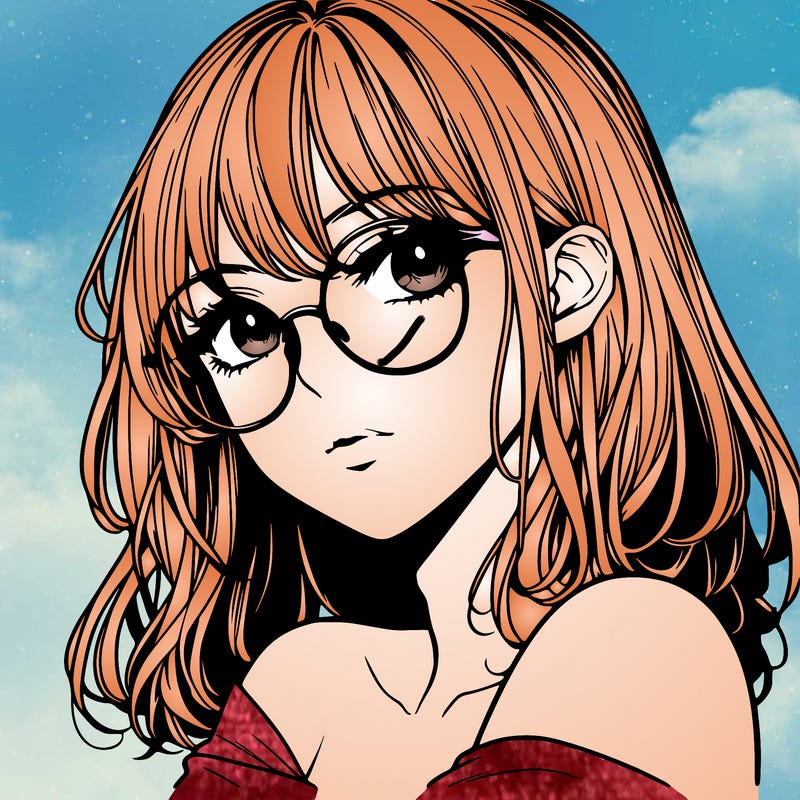 manga woman character with glasses and nice lips