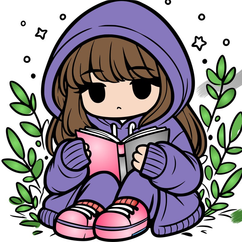 girl in oversized hoodie reading a book