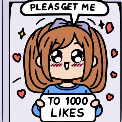a girl saying please get me to 100 likes