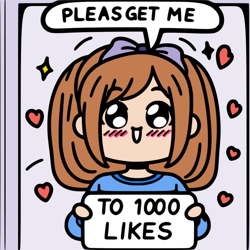 a girl saying please get me to 100 likes