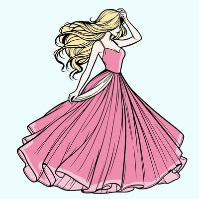 realistic woman with dress flowing in the wind