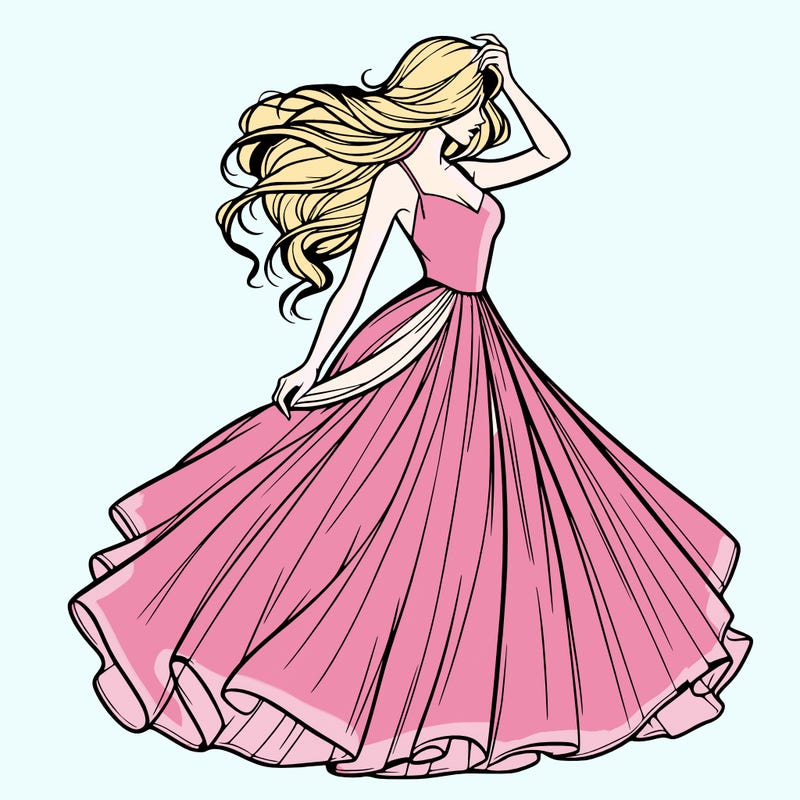 realistic woman with dress flowing in the wind