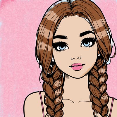 realistic girl with braids