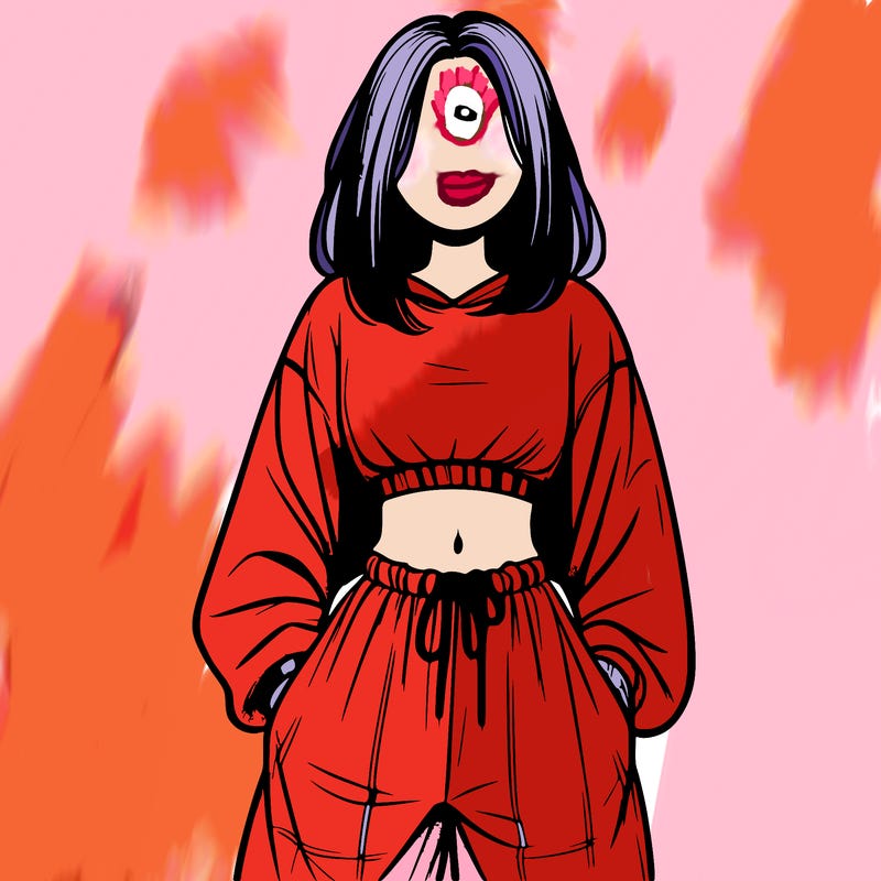 realistic girl faceless with baggy pants and a crop top