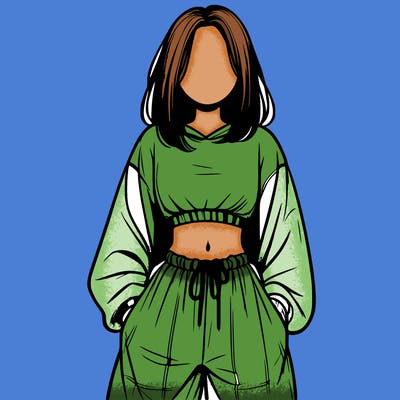 realistic girl faceless with baggy pants and a crop top