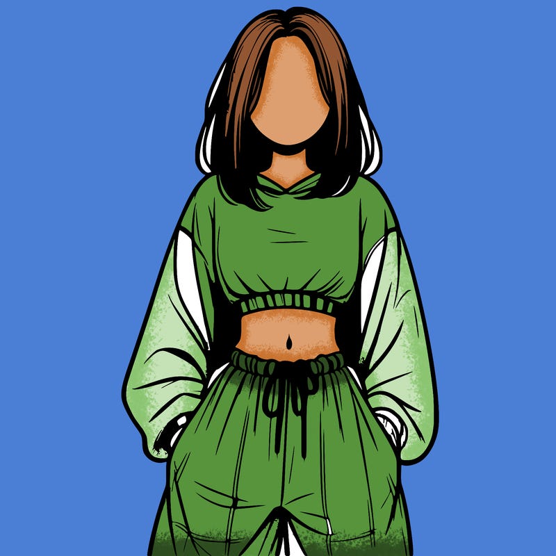 realistic girl faceless with baggy pants and a crop top