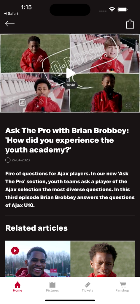 Ajax Official App - Video interview with player Brian Brobbey on the Ajax Official App