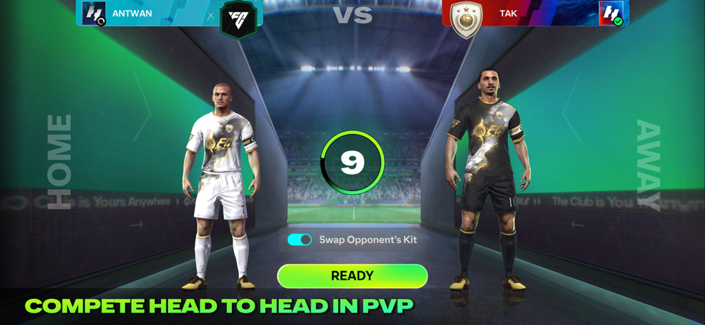 Players preparing for a head to head PvP match in EA SPORTS FC Mobile.