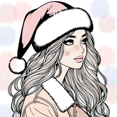 realistic girl in santa hat