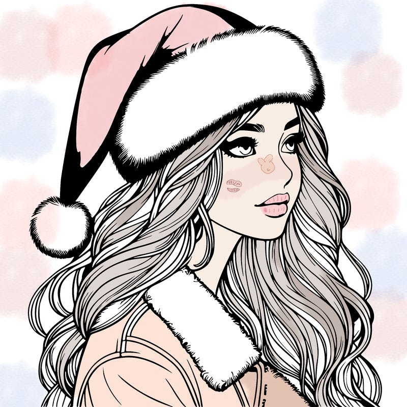 realistic girl in santa hat