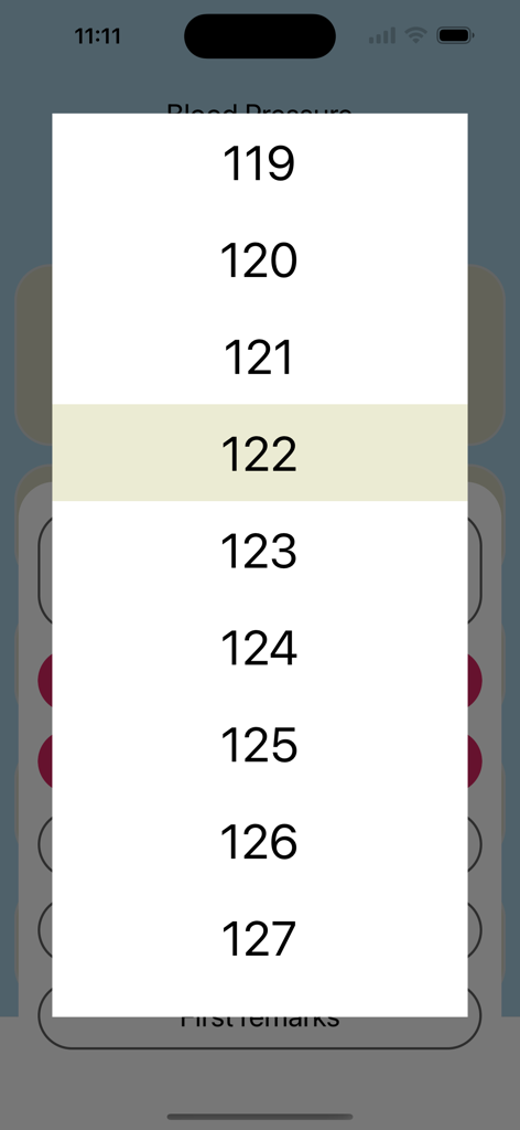 Offline BP Log - A simple numeric scroll picker for logging blood pressure readings in the app