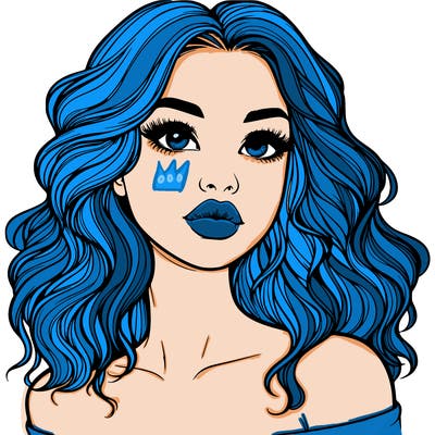 realistic girl with wavy hair and lips