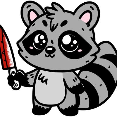cute raccoon with knife