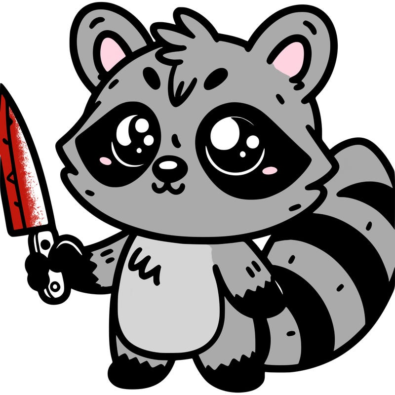cute raccoon with knife