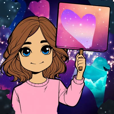 realistic girl holding up a sign