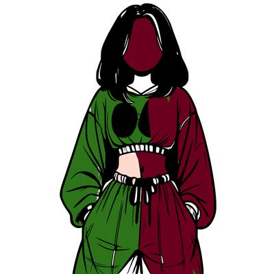 realistic girl faceless with baggy pants and a crop top