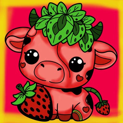 cute strawberry cow