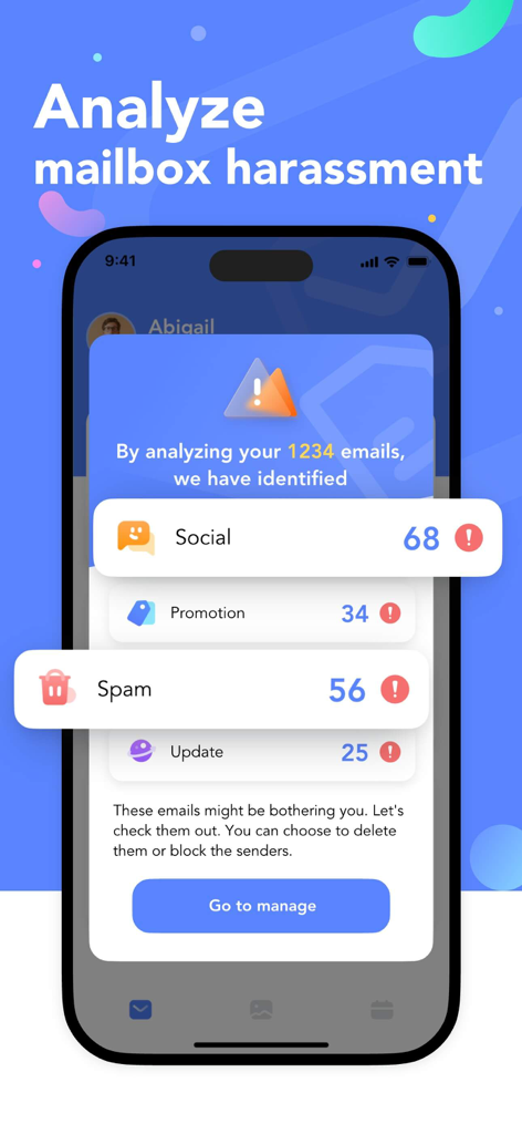 Pure Master:PhoneExpert - Interface of Pure Master app analyzing and categorizing unwanted emails for easier cleanup.