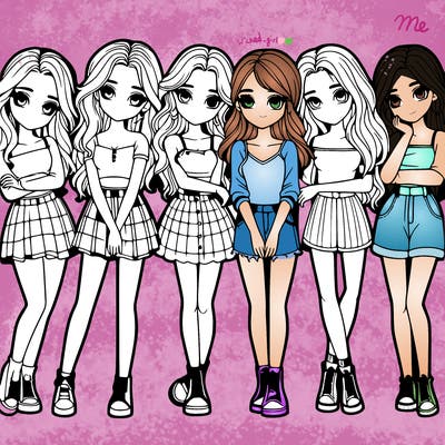 a group of girls realistic