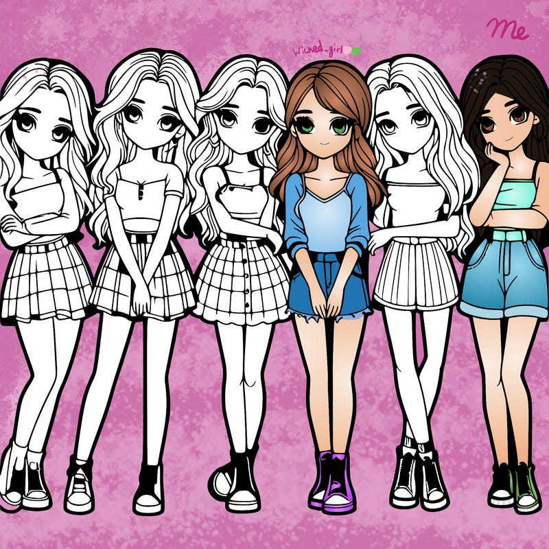 a group of girls realistic