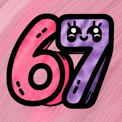 the numbers 67