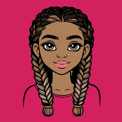 realistic girl with braids