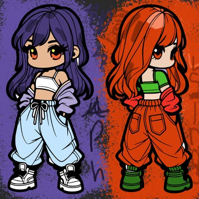 girl in crop top and baggy pants