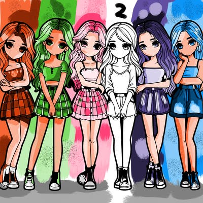 a group of girls realistic