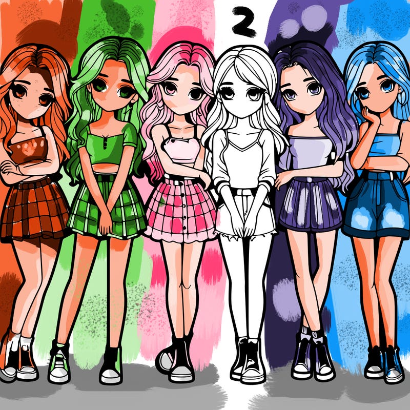 a group of girls realistic