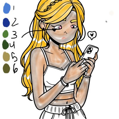 girl with crop top texting on her phone