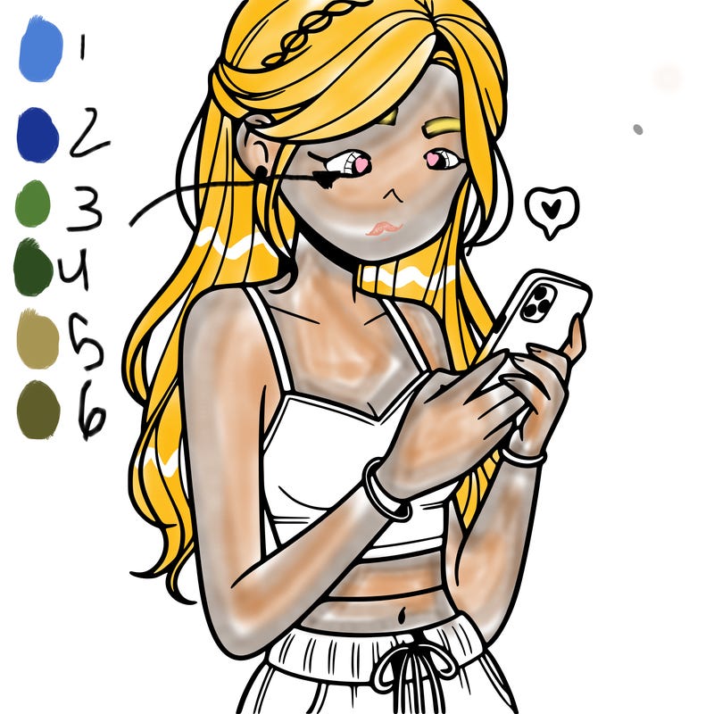 girl with crop top texting on her phone