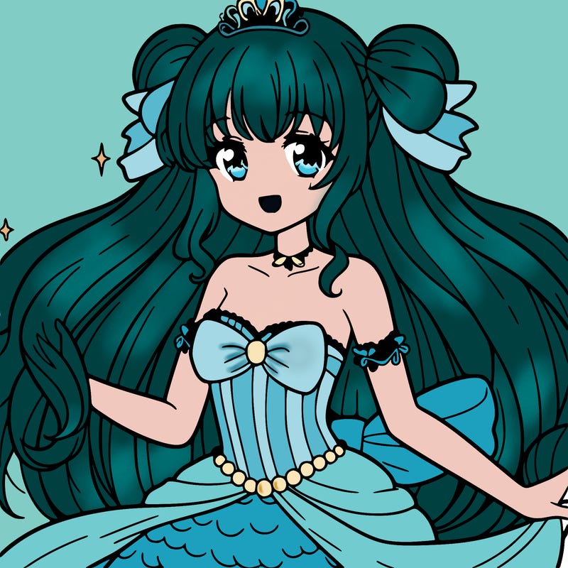 princess anime mermaid with bow