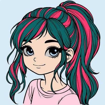 realistic girl with ponytail