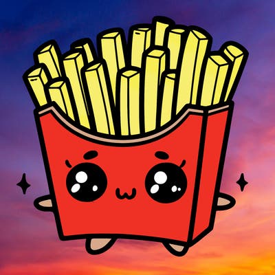 a cute. french fries