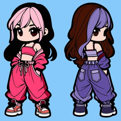 girl in crop top and baggy pants