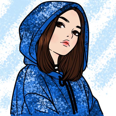 a realistic girl in a hoodie