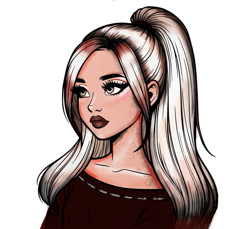 realistic girl with a high ponytail