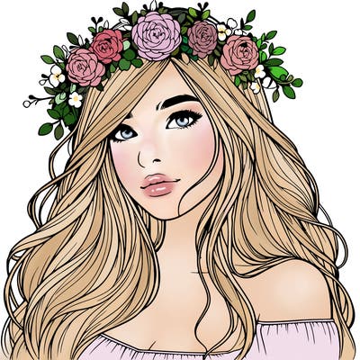 realistic girl with flower crown