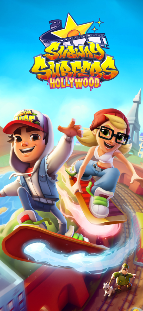 Jake et Tricky, les personnages de Subway Surfers, font du surf sur des hoverboards à Hollywood.