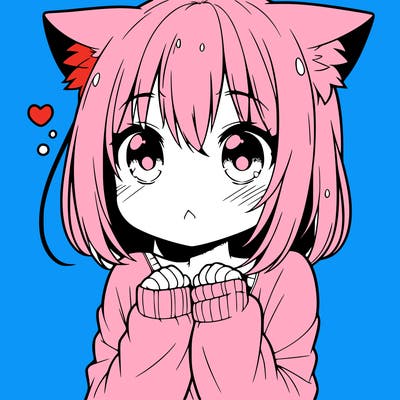 shy anime catgirl