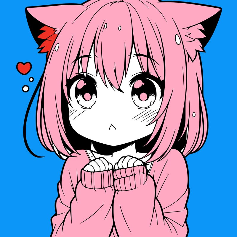 shy anime catgirl