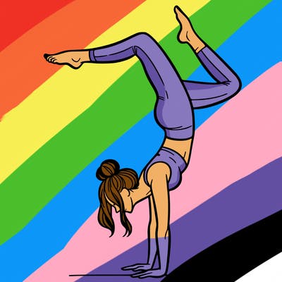 a woman doing a handstand