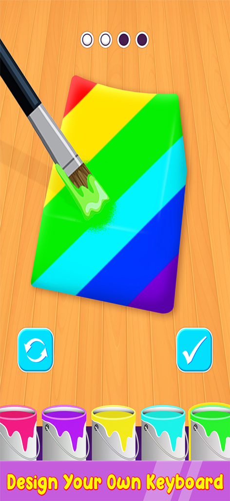 DIY Keyboard: Fun Art Games 3D - Pintando um design de arco-íris em uma tecla de teclado personalizada.