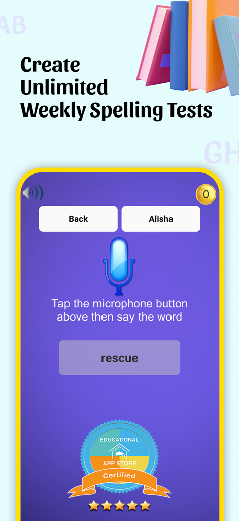 Spelling Homework Times Tables - Interface for creating unlimited weekly spelling tests with voice recording feature in the Spelling Homework app