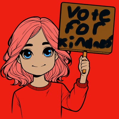 realistic girl holding up a sign