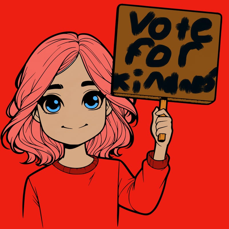 realistic girl holding up a sign